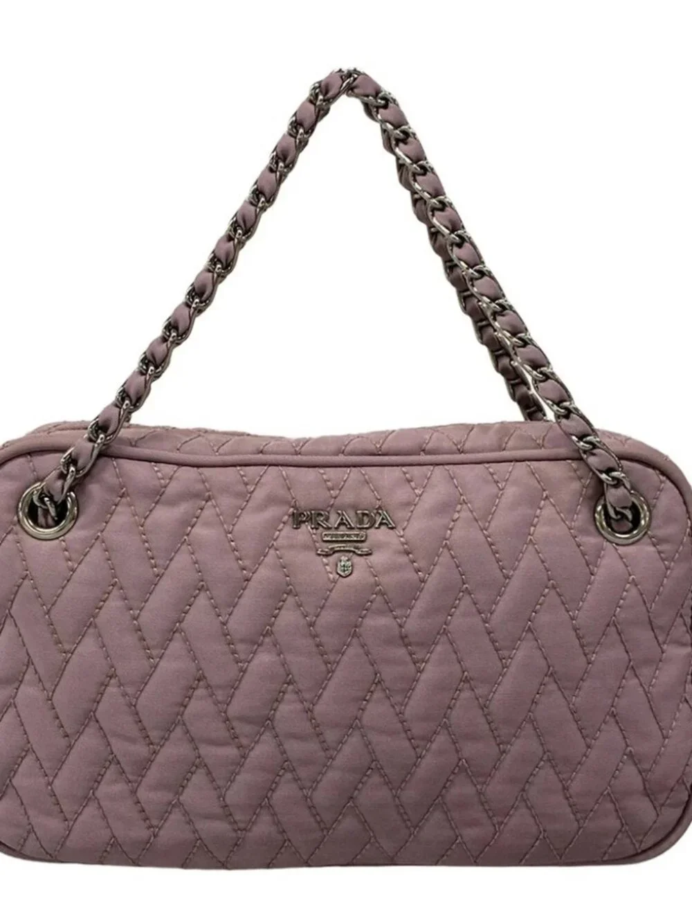 PRADA Light Purple Purple Nylon Leather Handbag